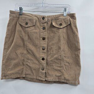 Blue Spice High Waist Beige Corduroy Button Closure Mini Skirt Size 13